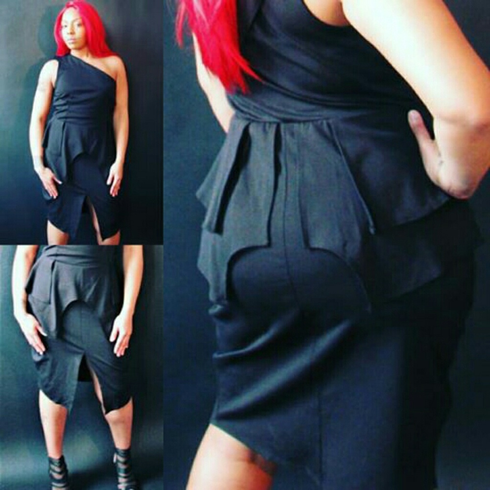 One shoulder peplum dress